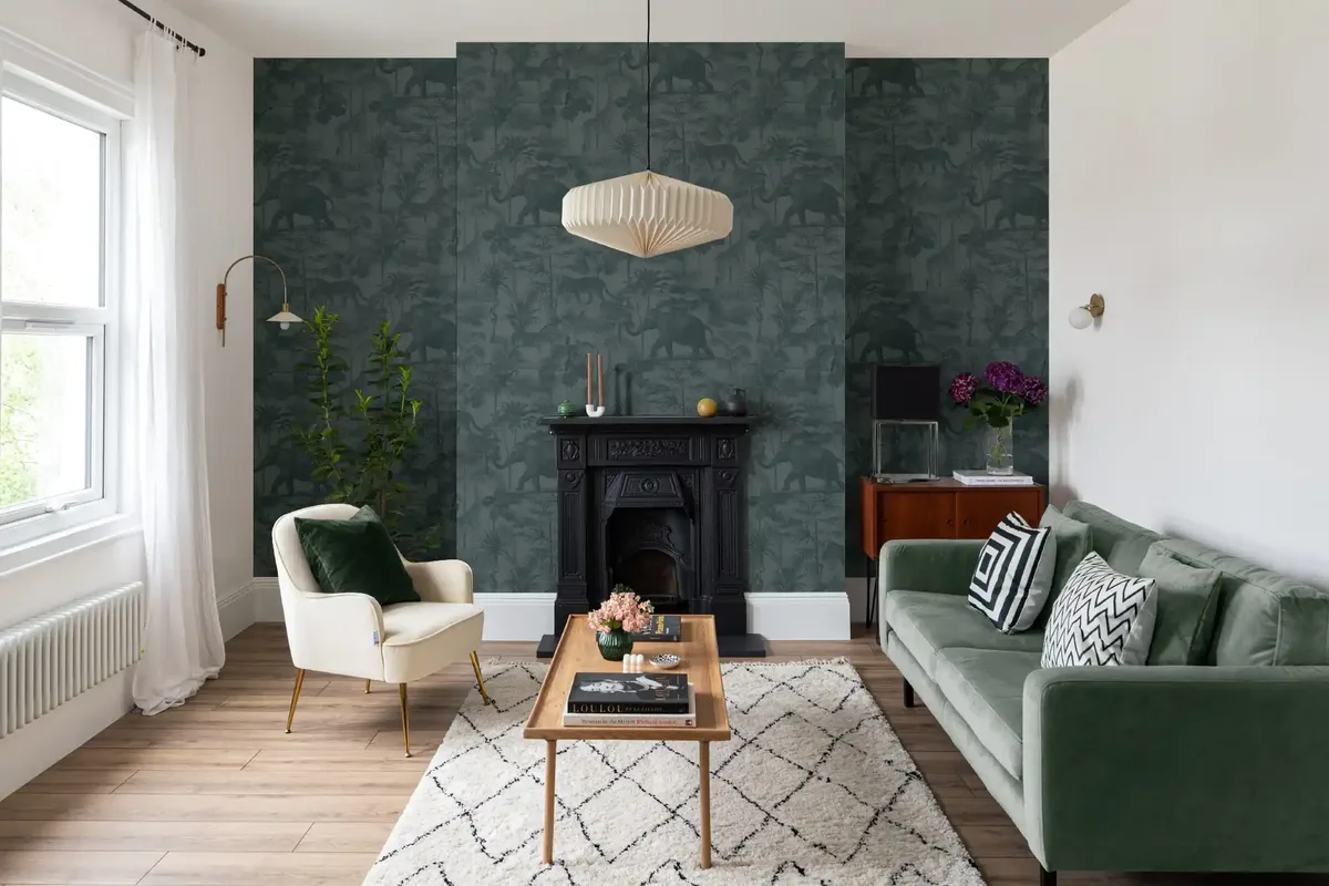 Elegant dining room with professional wallcovering installation